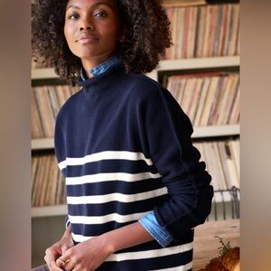 Frank & Eileen Navy and Cream Striped Monterey Sweater, XS, BNWT